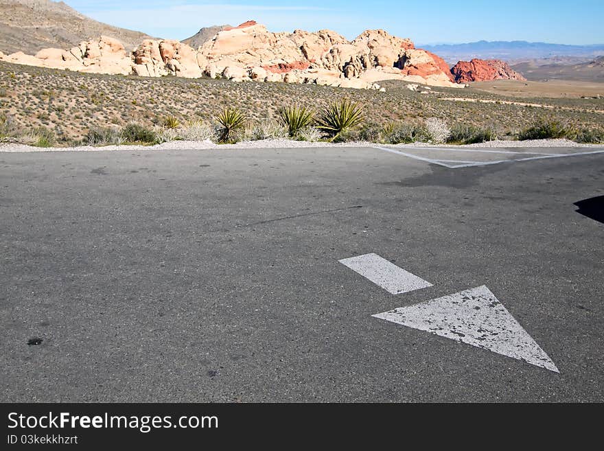 Directional arrow on the parking lot. Directional arrow on the parking lot.