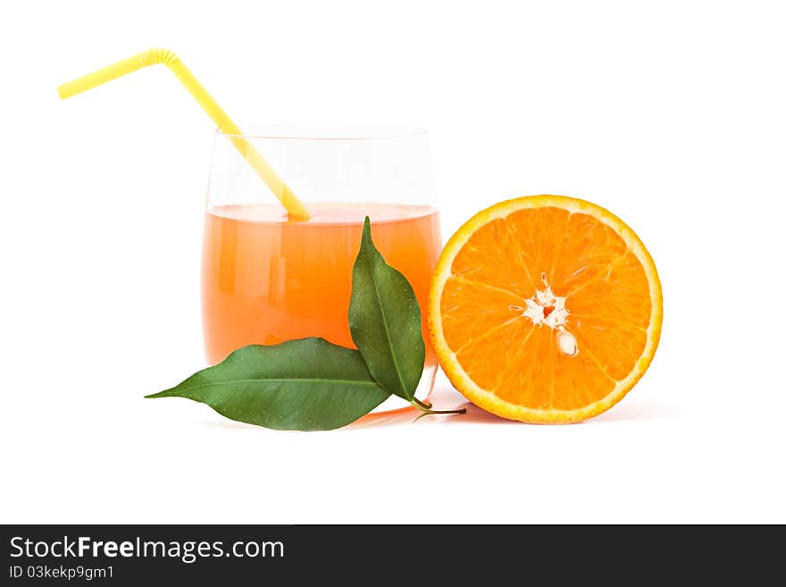 Glass of orange juice isolated on white. Glass of orange juice isolated on white.