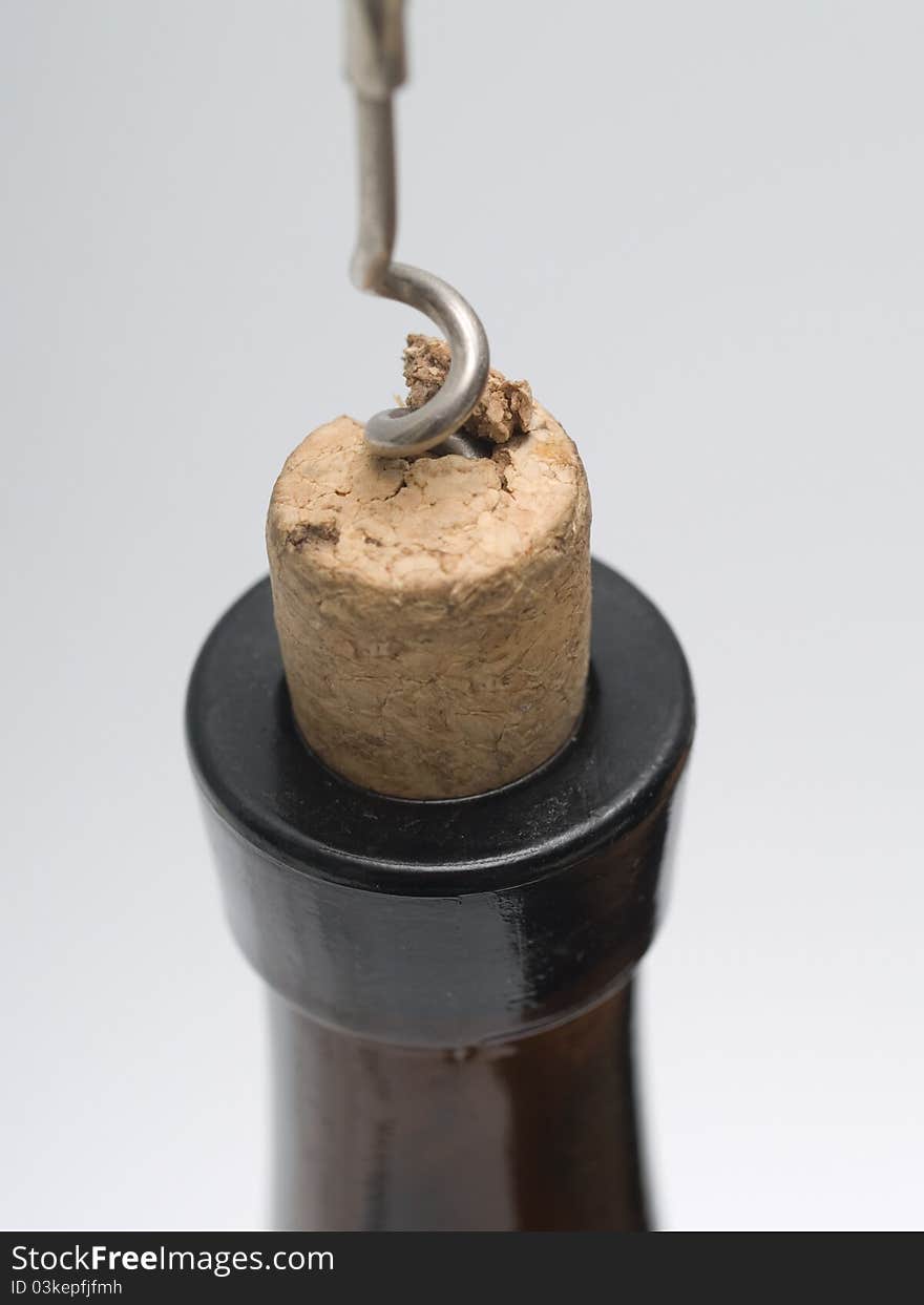 Opening a wine bottle corkscrew