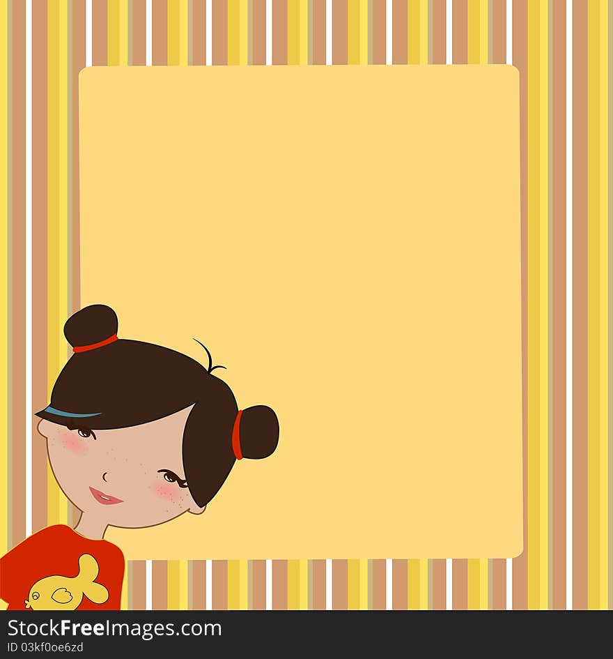 Vector Illustration of cool invitation frame with funky Young girl