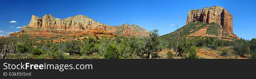 Panoramic of Red Rocks in Sedona AZ