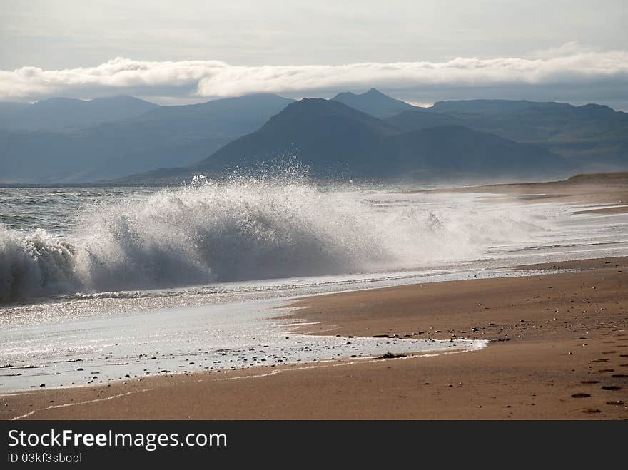 Beach and waves in Langaholt in eastern Iceland. Beach and waves in Langaholt in eastern Iceland