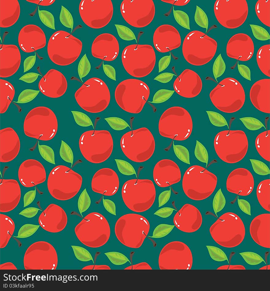 Pattern of red apples and green leaves. Pattern of red apples and green leaves