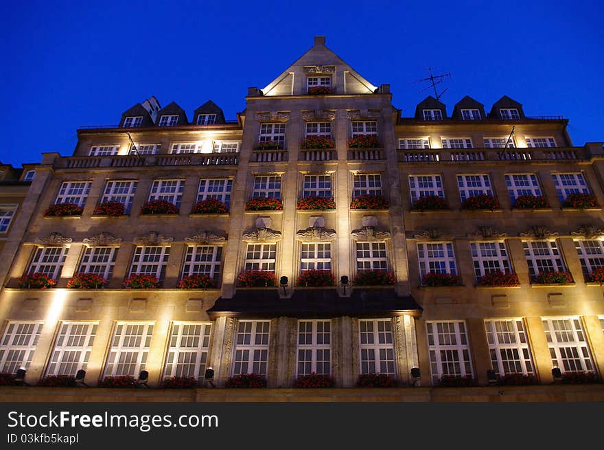 Building in the night. Munich. Germany