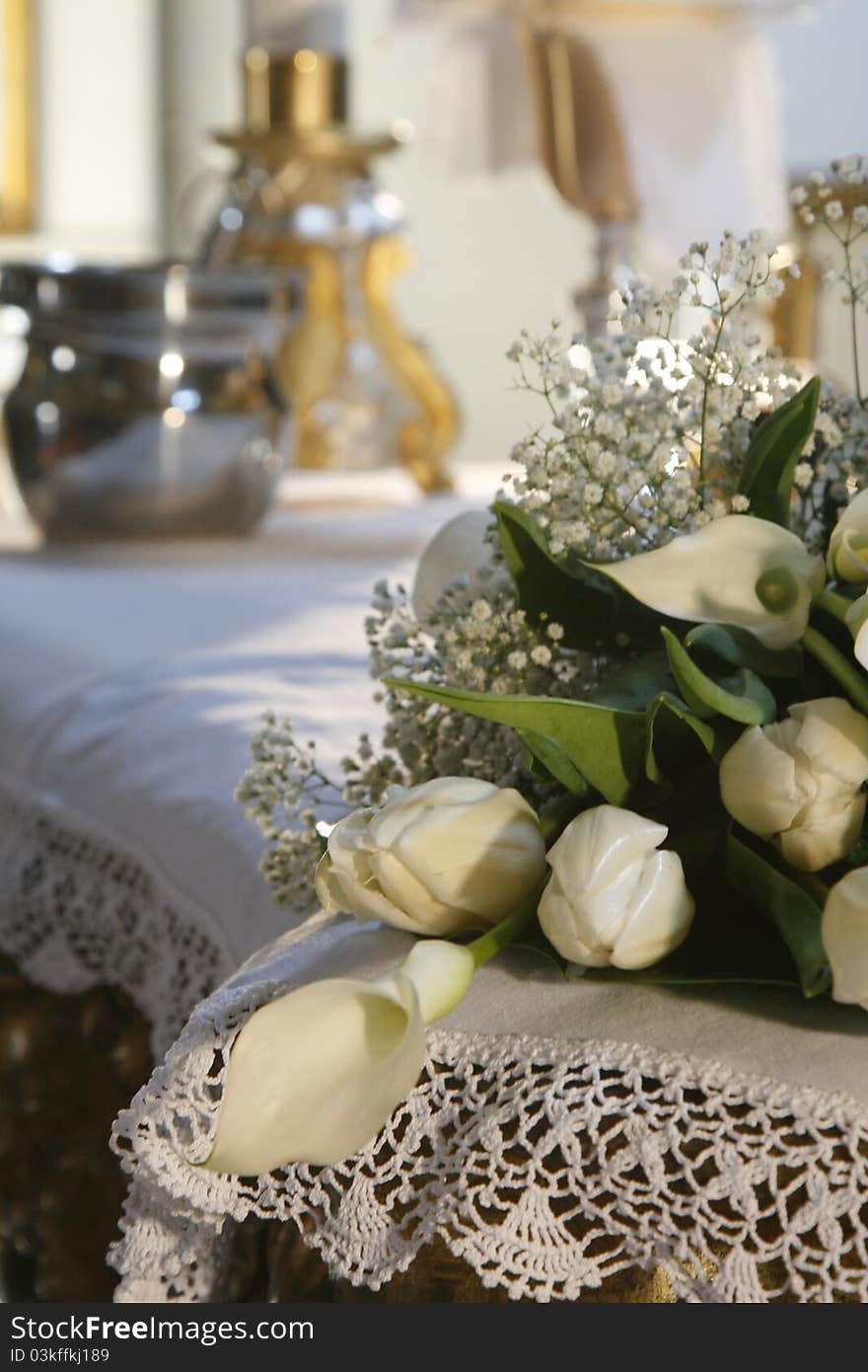 Detail of the altar during a wedding. Detail of the altar during a wedding