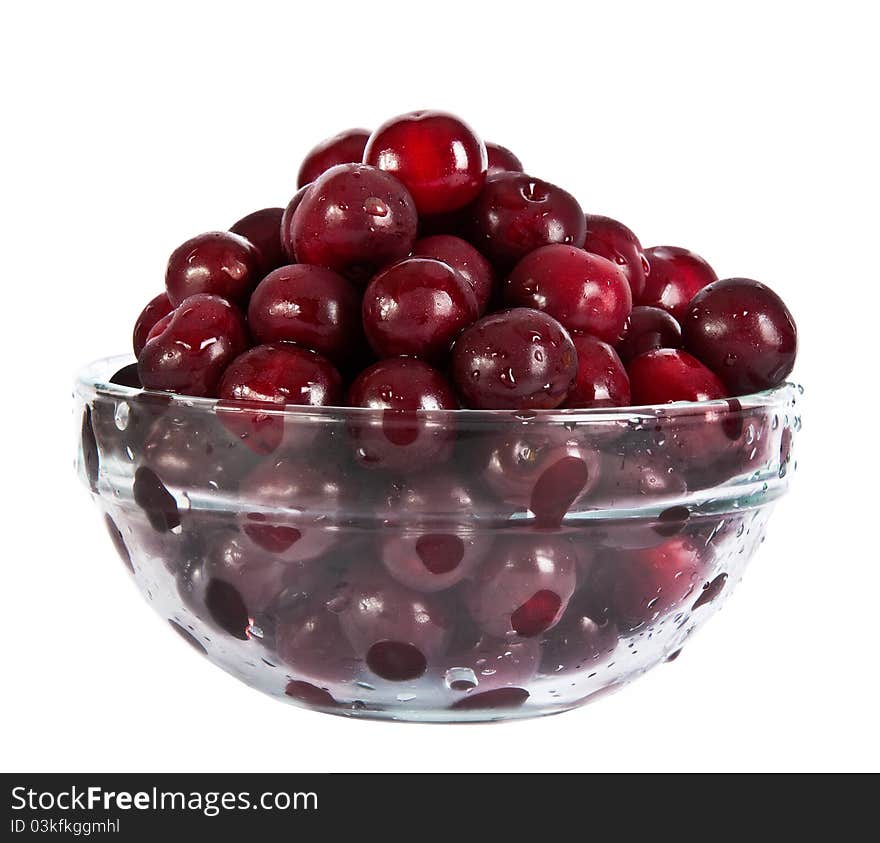 Cherries in glass plate