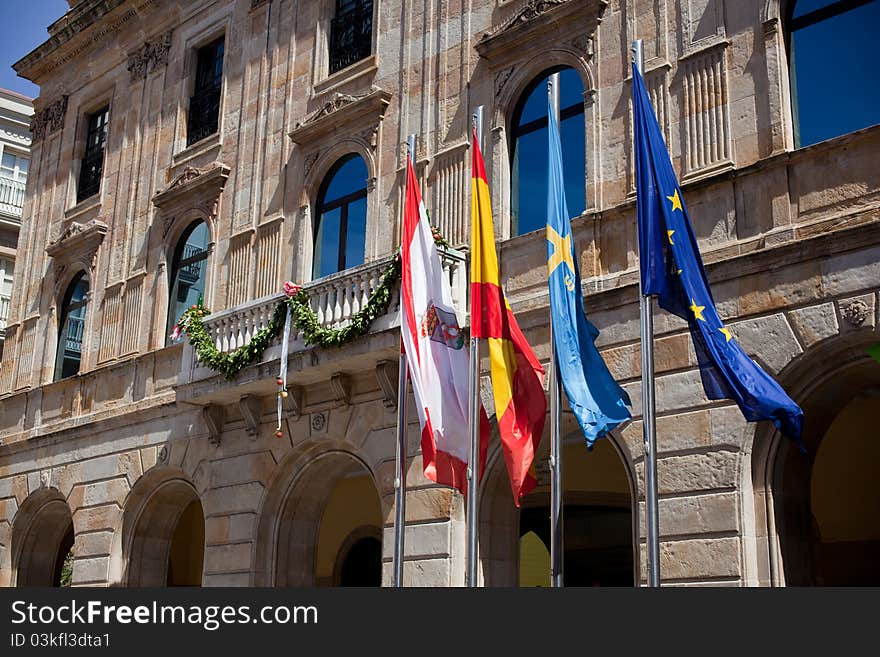 European Flags, Asturias, Spain and Gijon