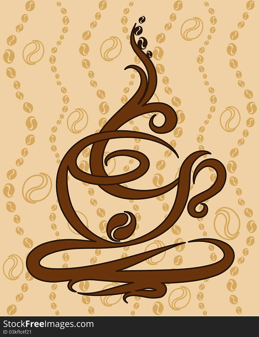 Illustration with abstract coffee cup,illustration for a design