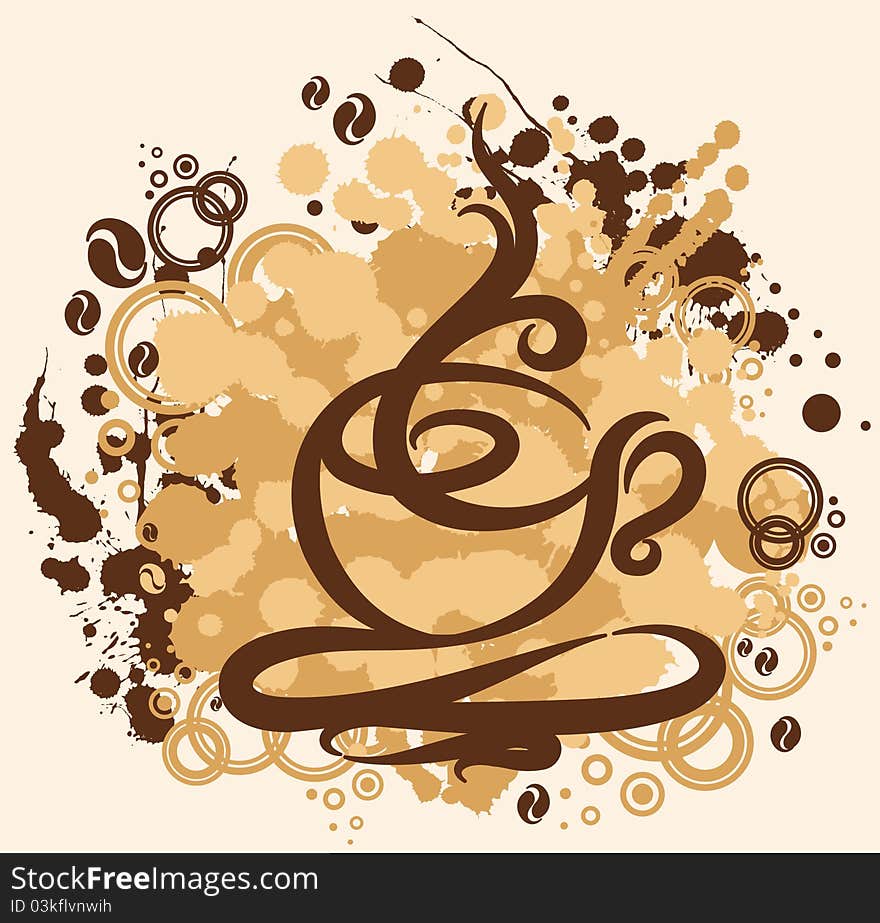 illustration with abstract coffee cup