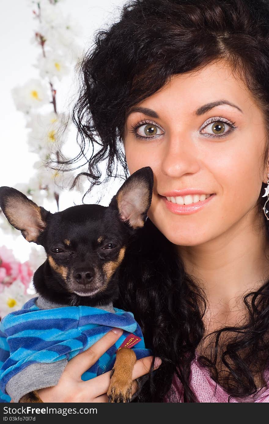 Nice girl posing with a dog. Nice girl posing with a dog