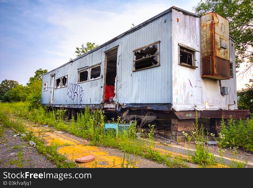 An old decaying, abandoned trailer