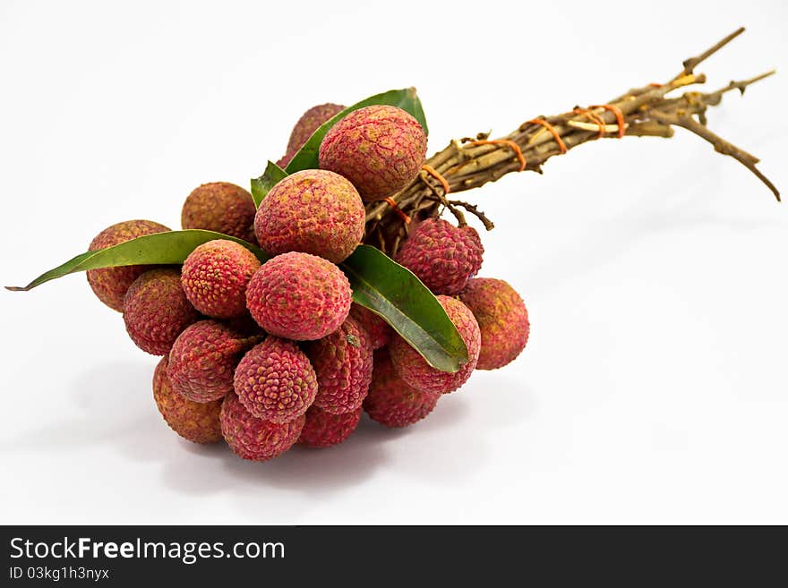 Thai Fresh lychees isolated on white buy from market