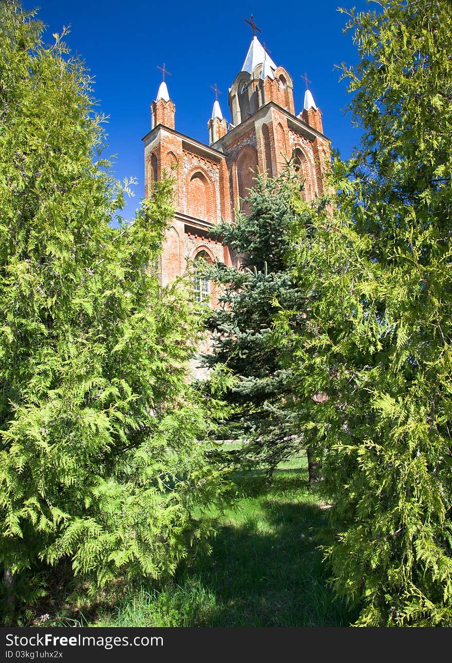 The ancient Catholic church which is in Belarus (XIX Century, Sacred Peter and Pavel's Gothic church)