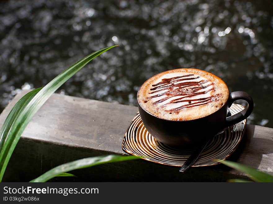 Cup Of Cappuccino In The Garden