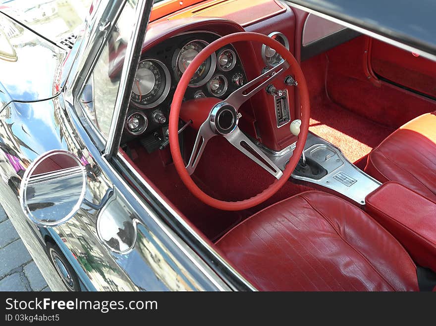 Interior view of a classic old car. Interior view of a classic old car.