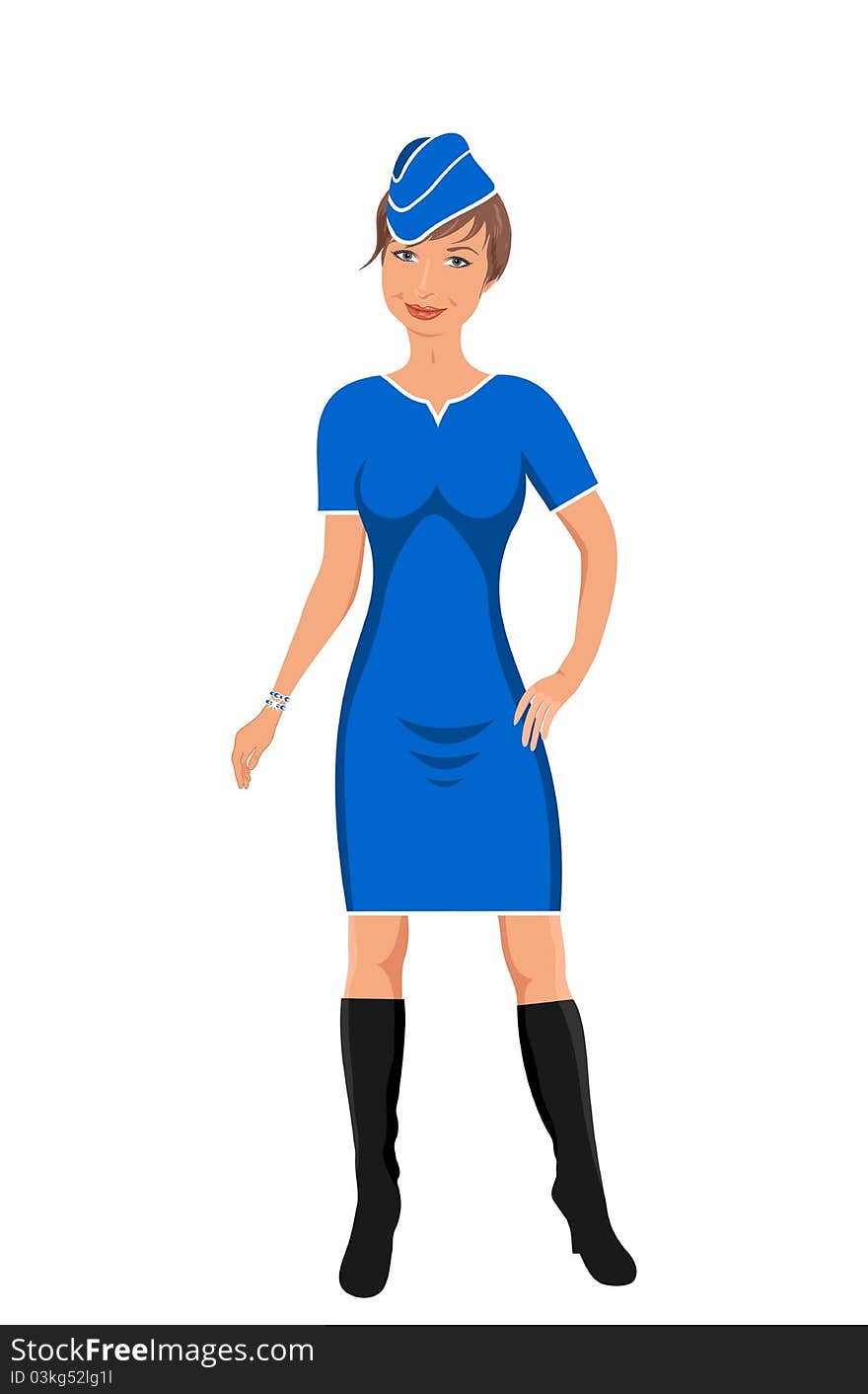 Illustration air hostess isolated on white - vector