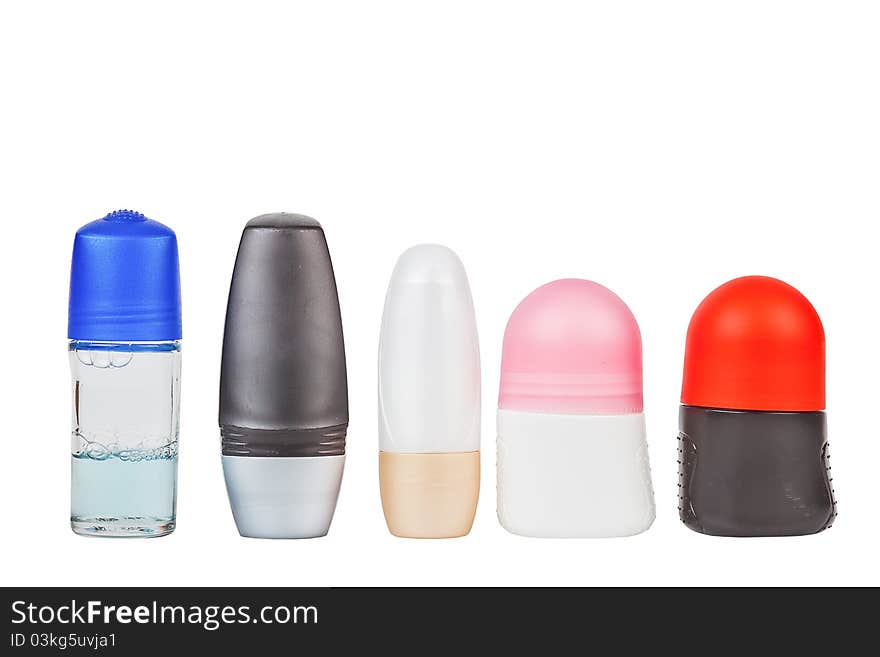 Colorful deodorant on white background. Colorful deodorant on white background