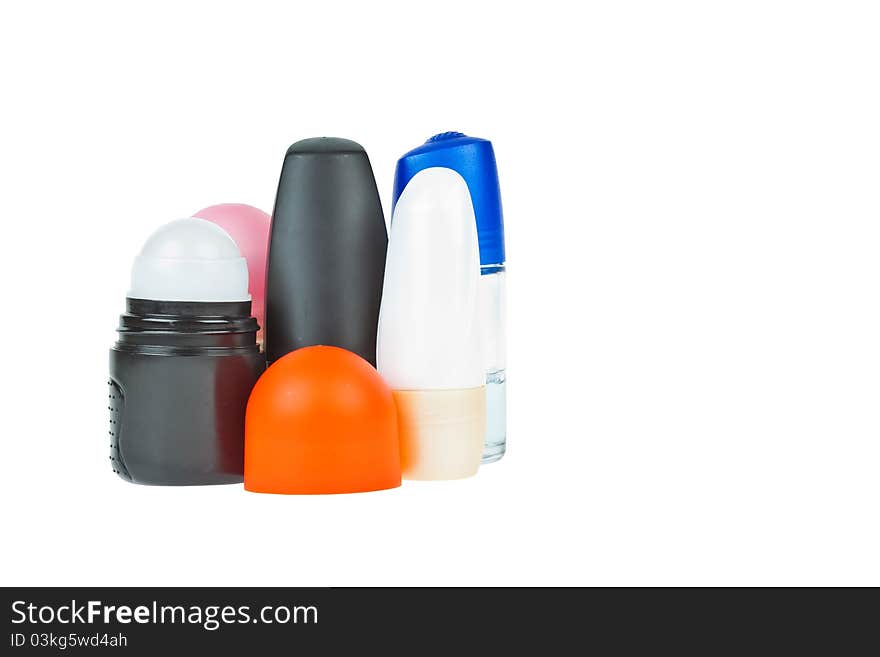 Colorful deodorant on white background. Colorful deodorant on white background