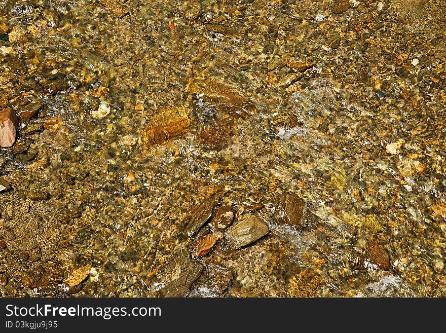 Mountain stream background. The running water.