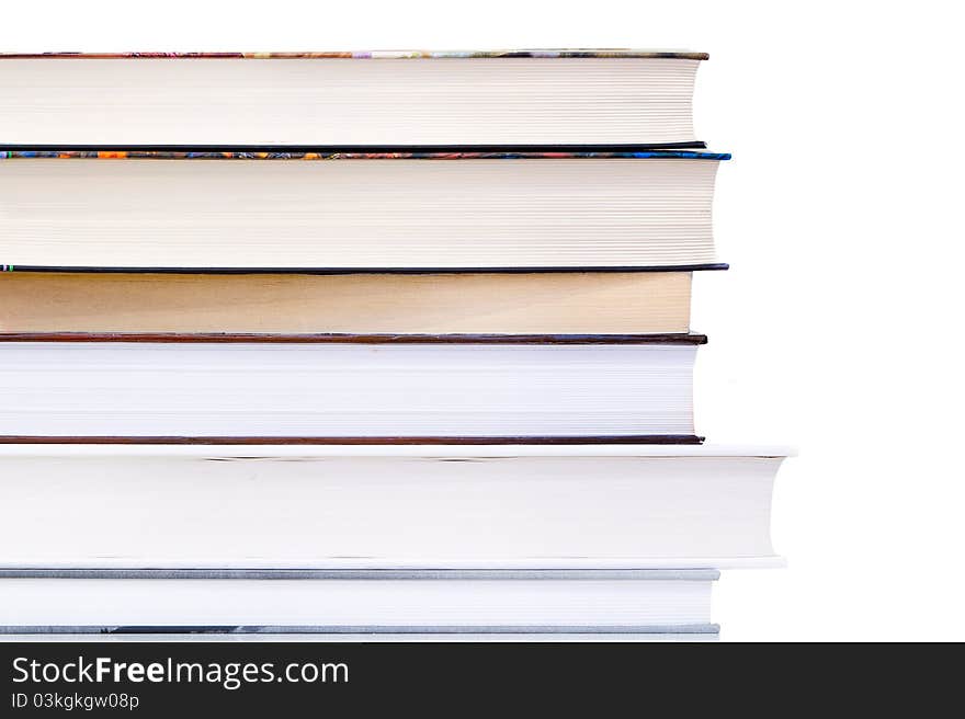 Pile of books isolated on white background