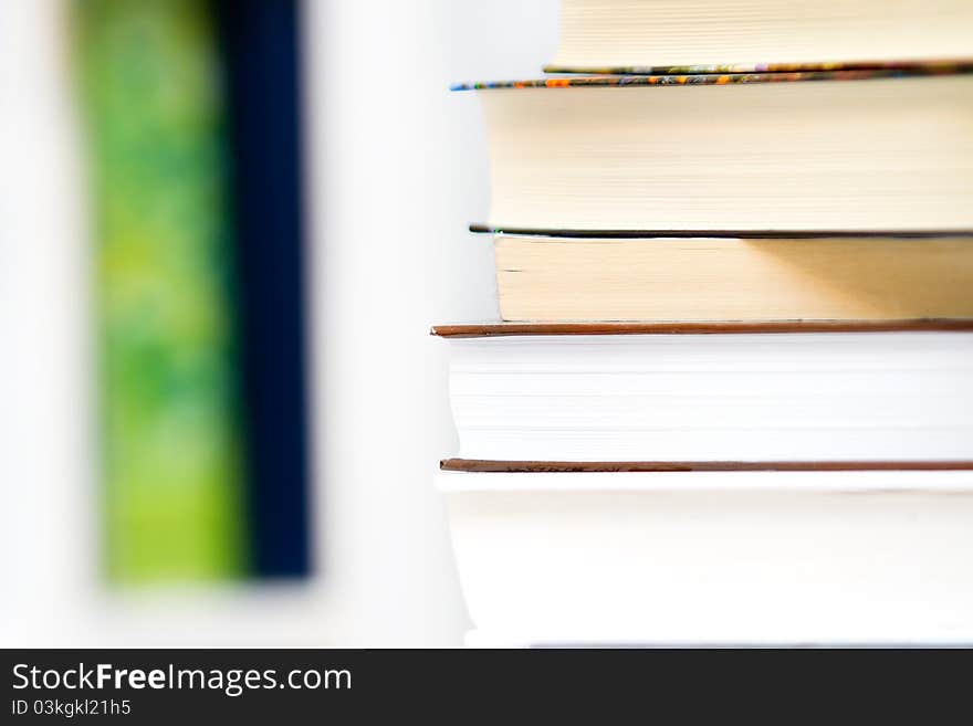 Pile of books with soft background