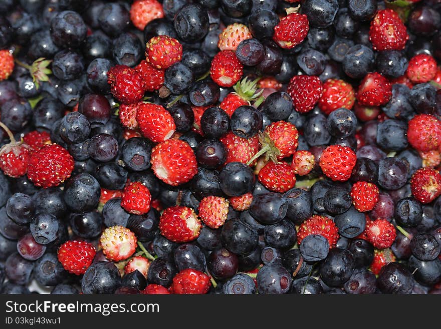 Strawberries and blueberries