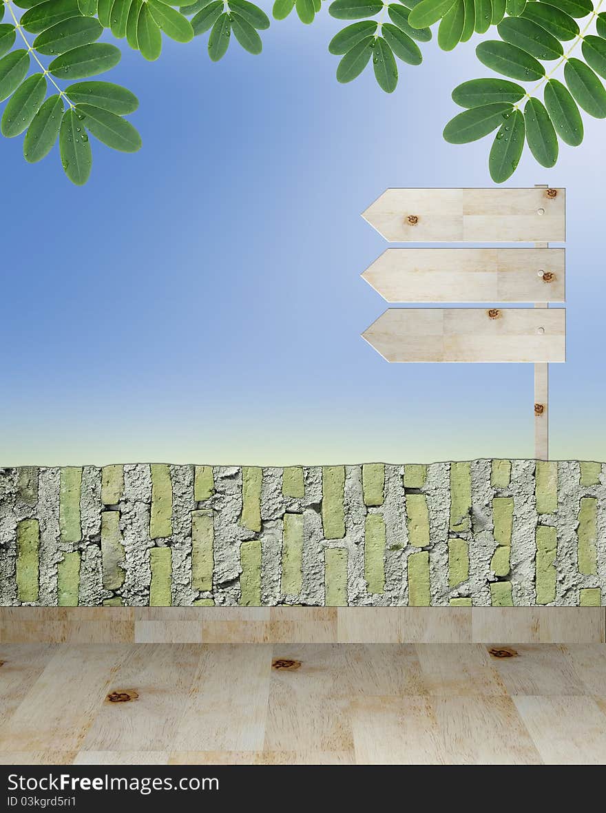 Empty wooden signboard on beautiful nature background