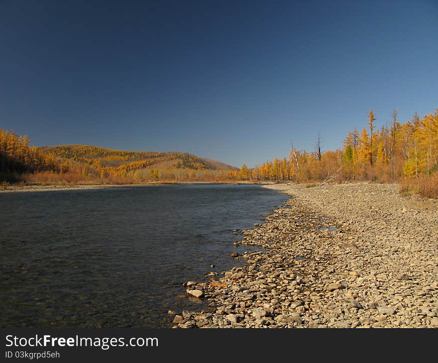 Alaska landscape by autumn day