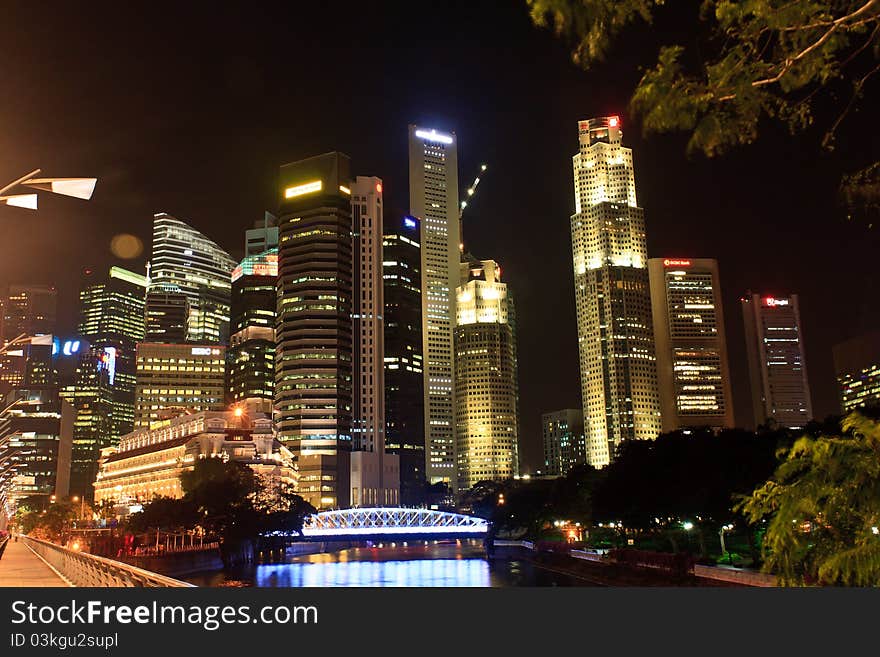 Night view of Singapore CBD. Night view of Singapore CBD.