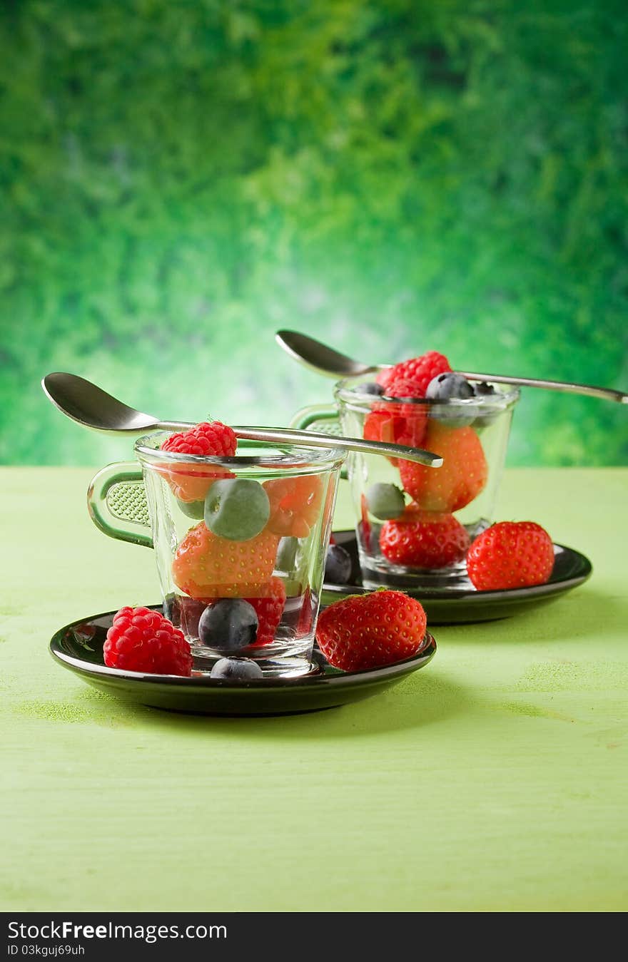 Berries Inside A Glass Cup