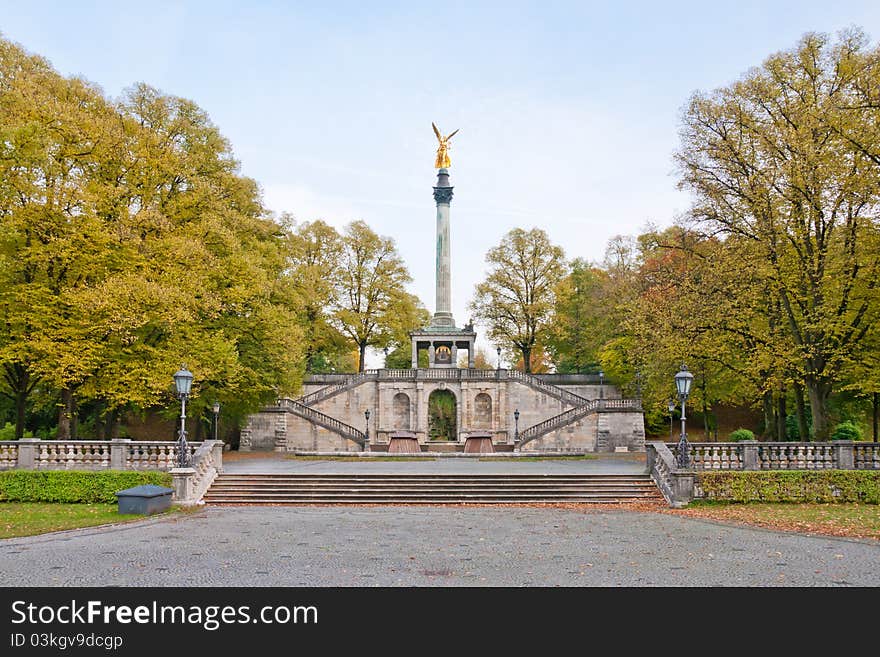 Famous Friedensengel monument in Munich, Germnay