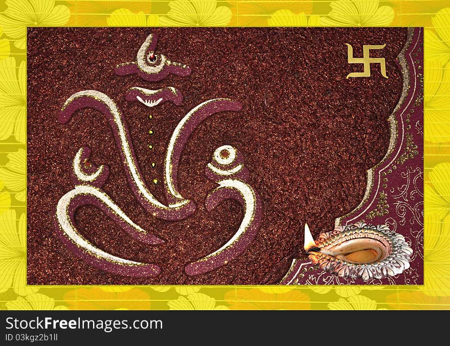 Ganesh painted and colored over sand paper.