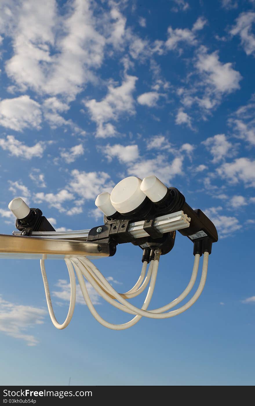 Antenna transponders faced towards sky. Antenna transponders faced towards sky