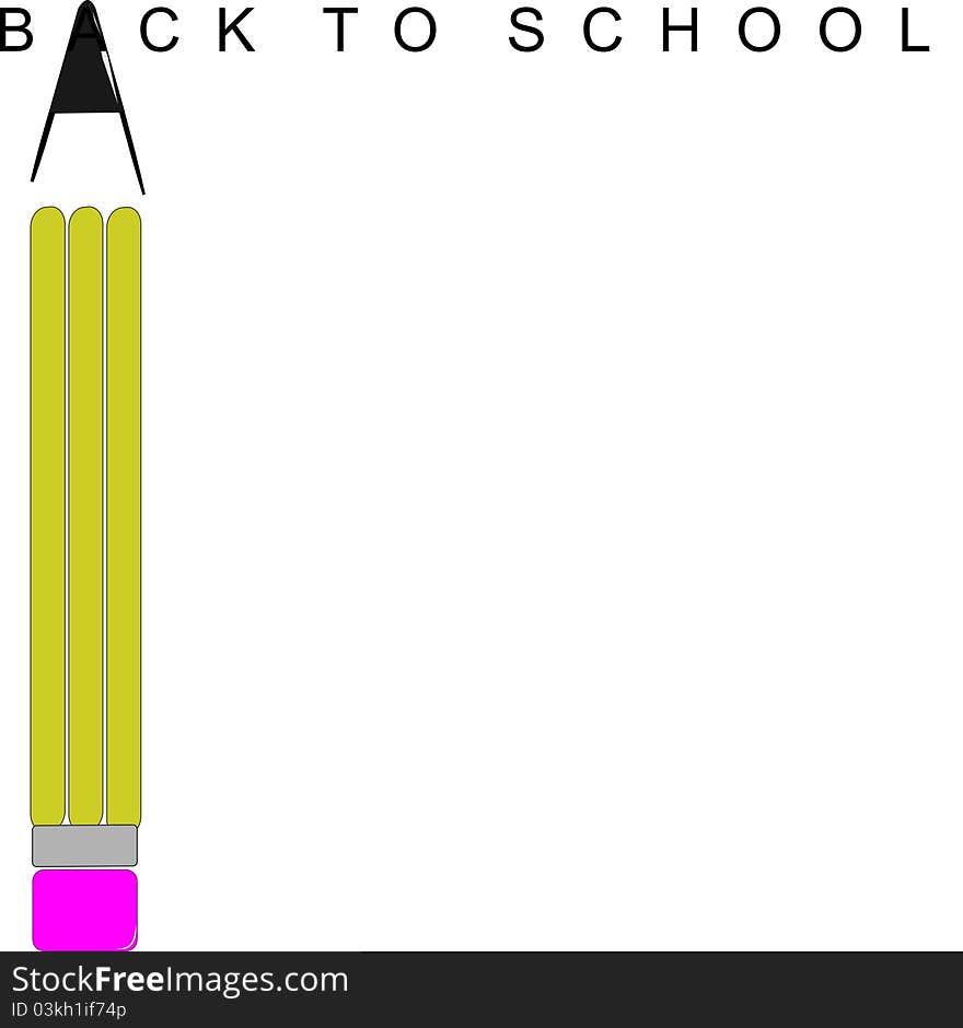 Single pencil concept inserted into text of back to school. Single pencil concept inserted into text of back to school