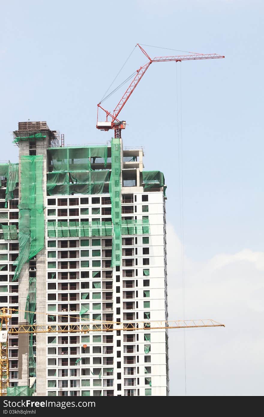 Crane in site building construction