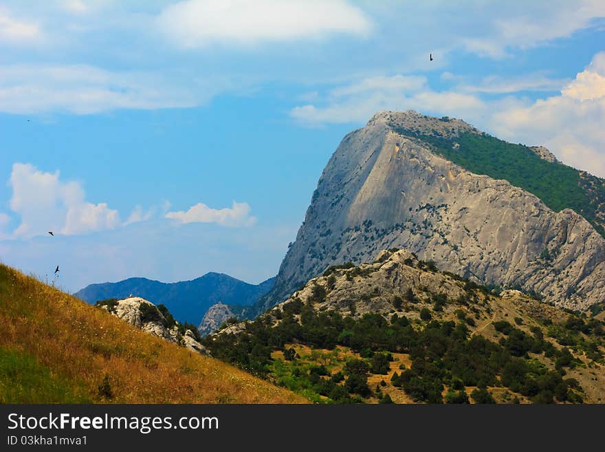 Landscape panorama of the Crimean mountain Falcon