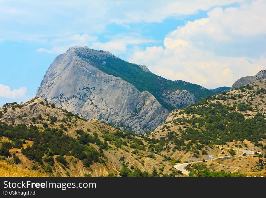 Landscape panorama of the Crimean mountain Falcon