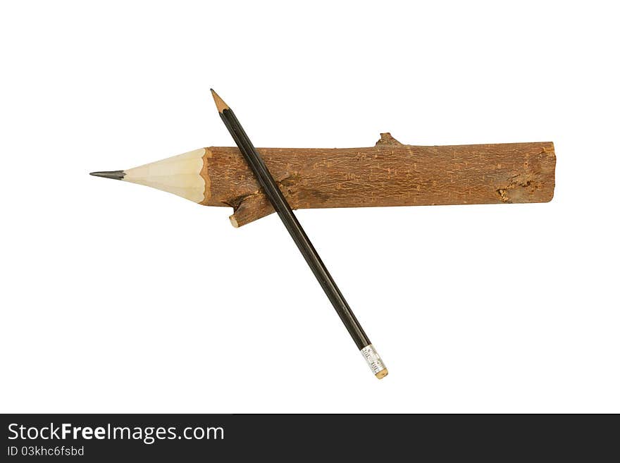 Wooden office pencil on an isolated white background. Wooden office pencil on an isolated white background