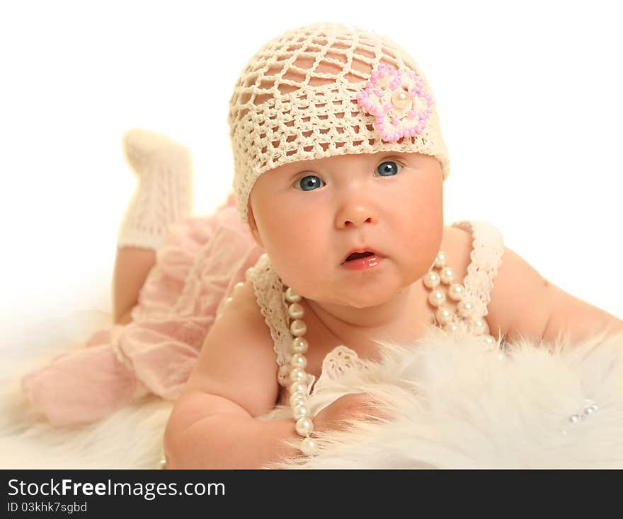 Cute little girl on white. Cute little girl on white