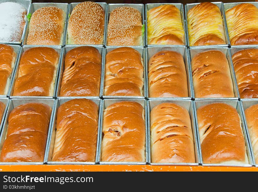 Fresh bread in Thai style provided to sale in Hua-Hin, Thailand. Fresh bread in Thai style provided to sale in Hua-Hin, Thailand