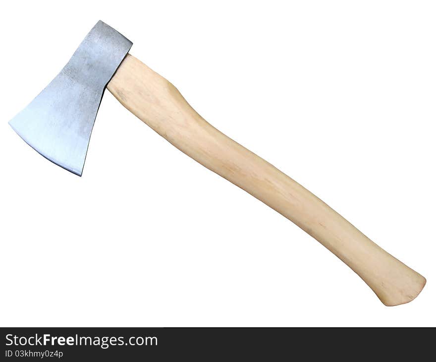 Axe with wooden handle on a white. Axe with wooden handle on a white.