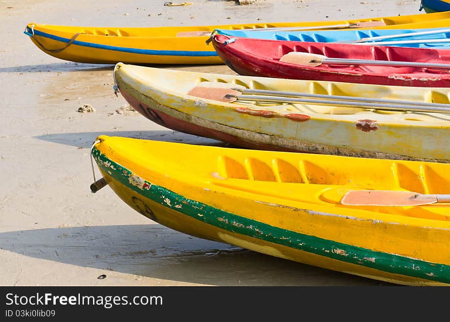 Old Colorful kayaks