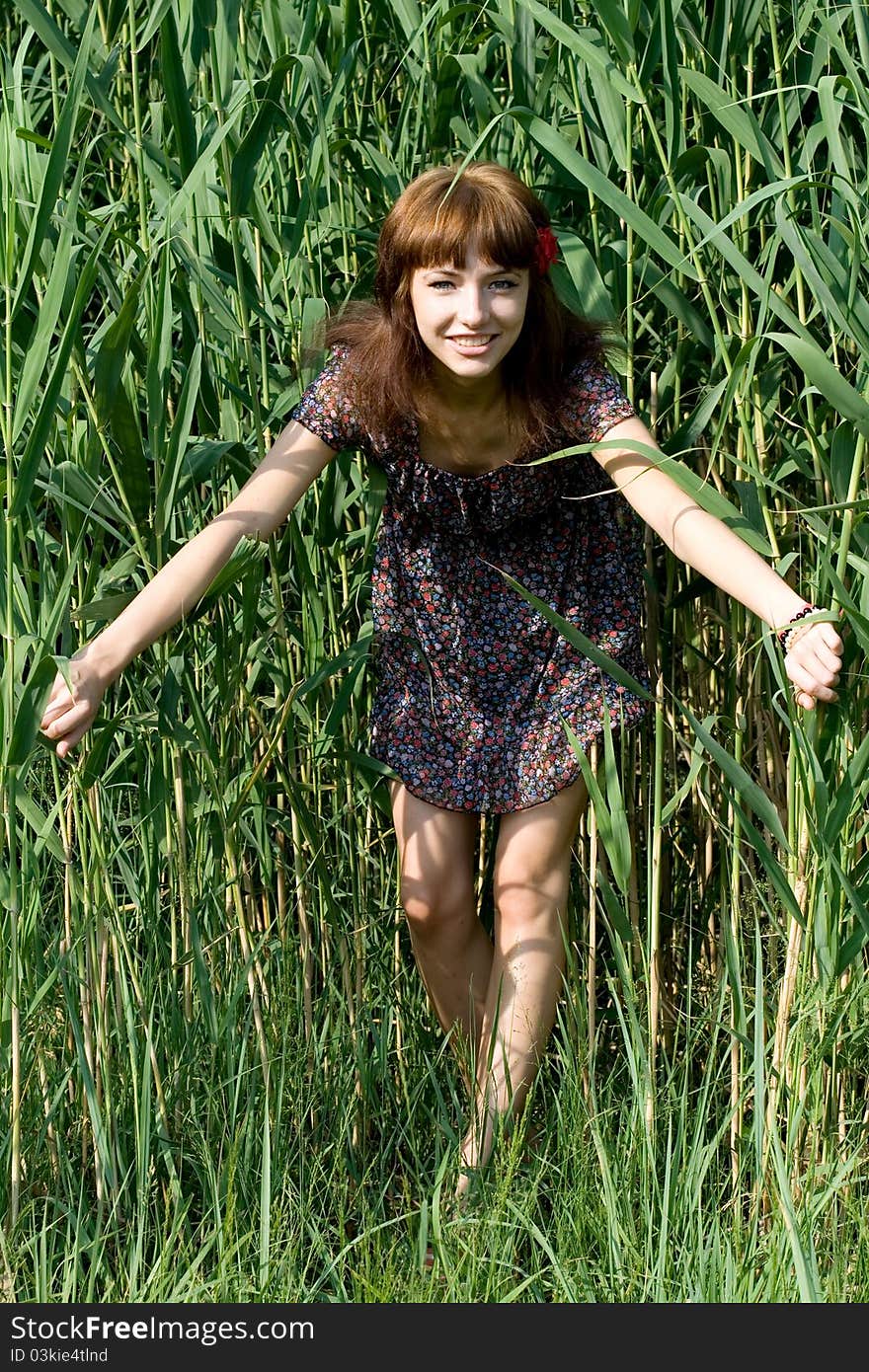 Girl walking outdoor