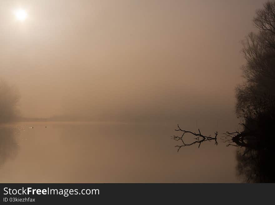 The Fog Over The River In Early Morning