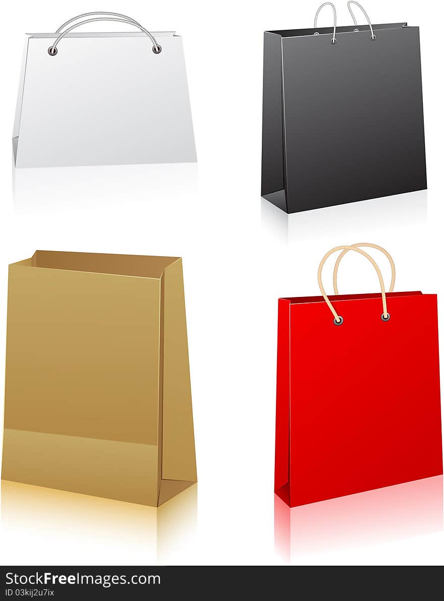 Vector illustration of paper shopping bags. No transparency. Eps8 Only. Vector illustration of paper shopping bags. No transparency. Eps8 Only.