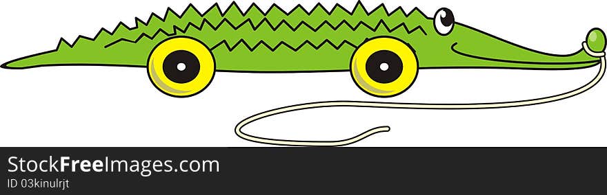 Green crocodile toy - vector isolated illustration on white background. Green crocodile toy - vector isolated illustration on white background