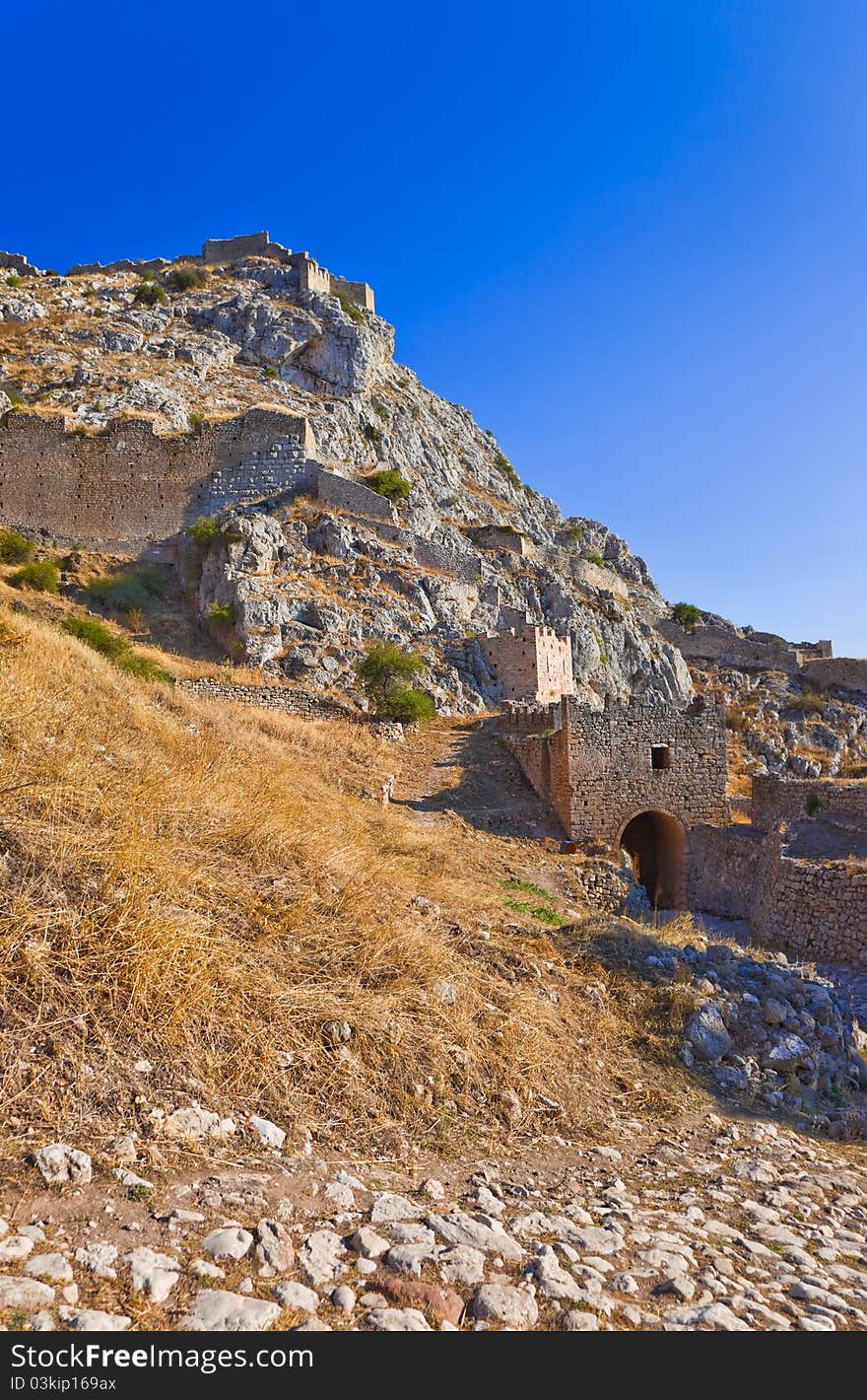 Old fort in Corinth, Greece - archaeology background