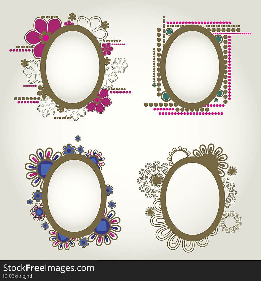 Vector set of vintage frames with flowers. Thanksgiving