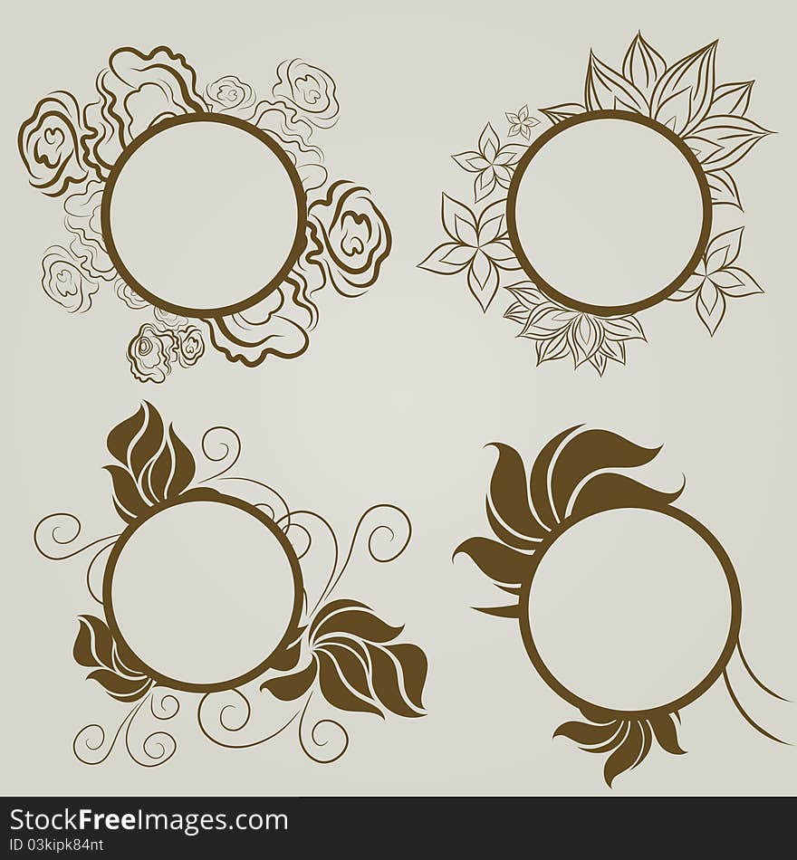 Vector set of vintage frames with Autumn Leafs. Thanksgiving