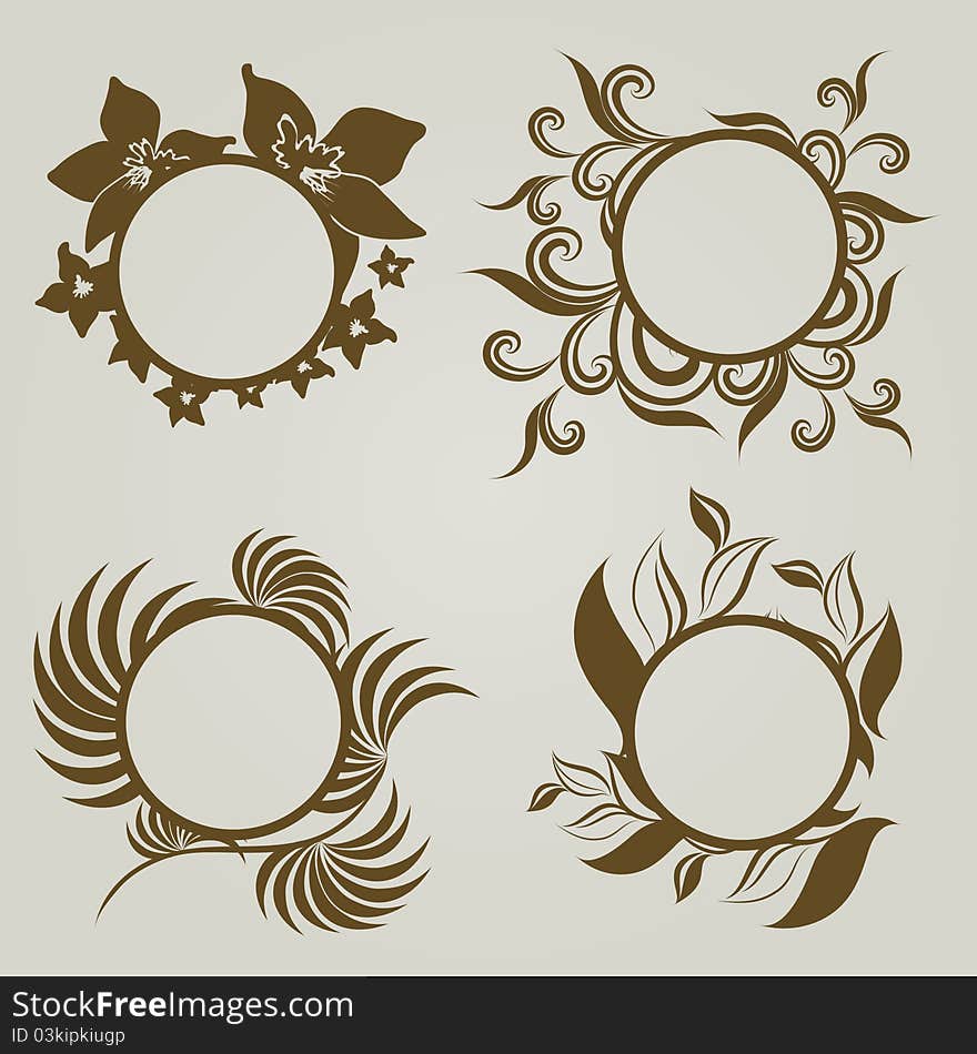 Vector set of vintage frames with Autumn Leafs. Thanksgiving